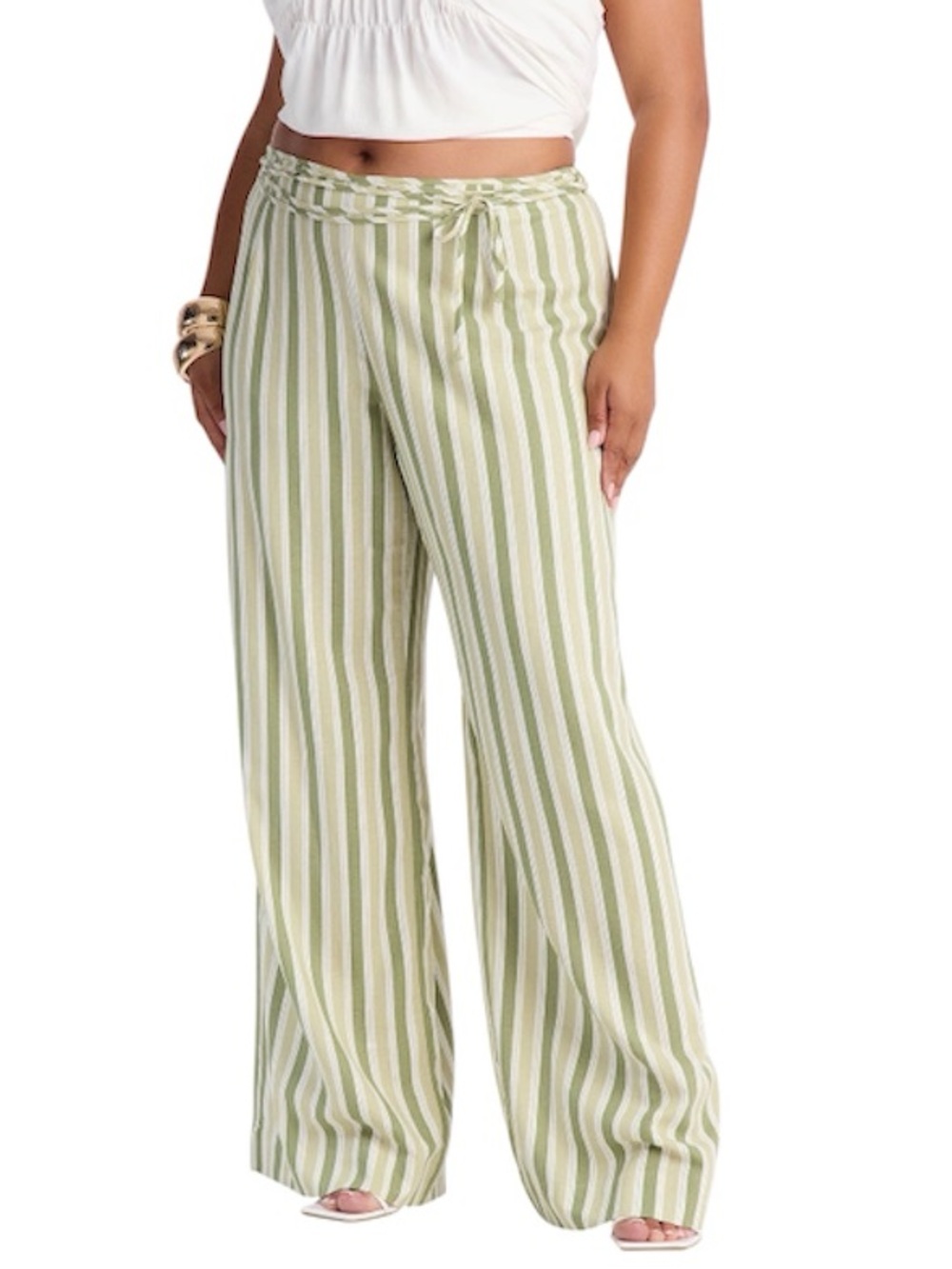 [Fashion Nova] Low Rise Striped Linen Wide Leg Pant